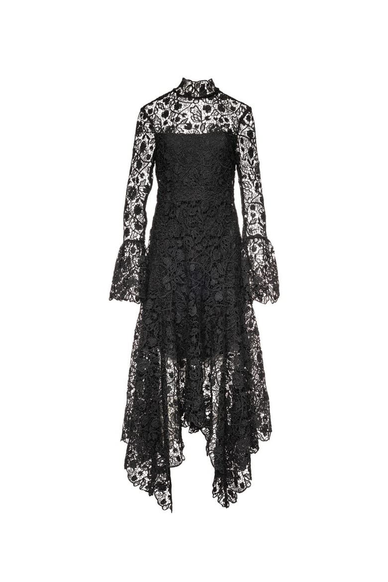 Leila High Neck Lace Dress, Main, color, Black