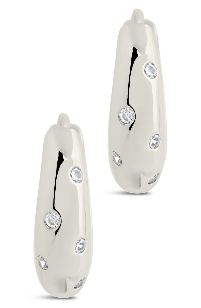 Sterling Forever Sierra CZ Hoop Earrings, Alternate, color, Silver