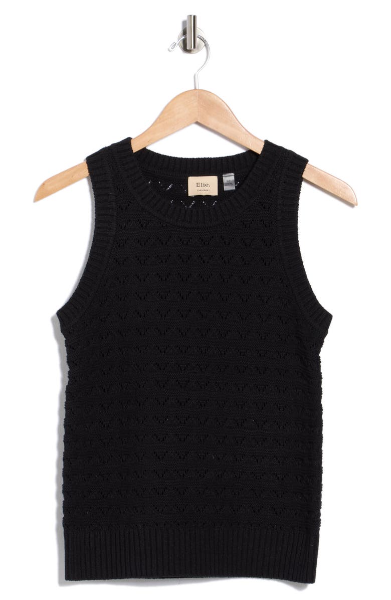 ELIE ELIE TAHARI Pointelle Sweater Tank, Main, color, Black