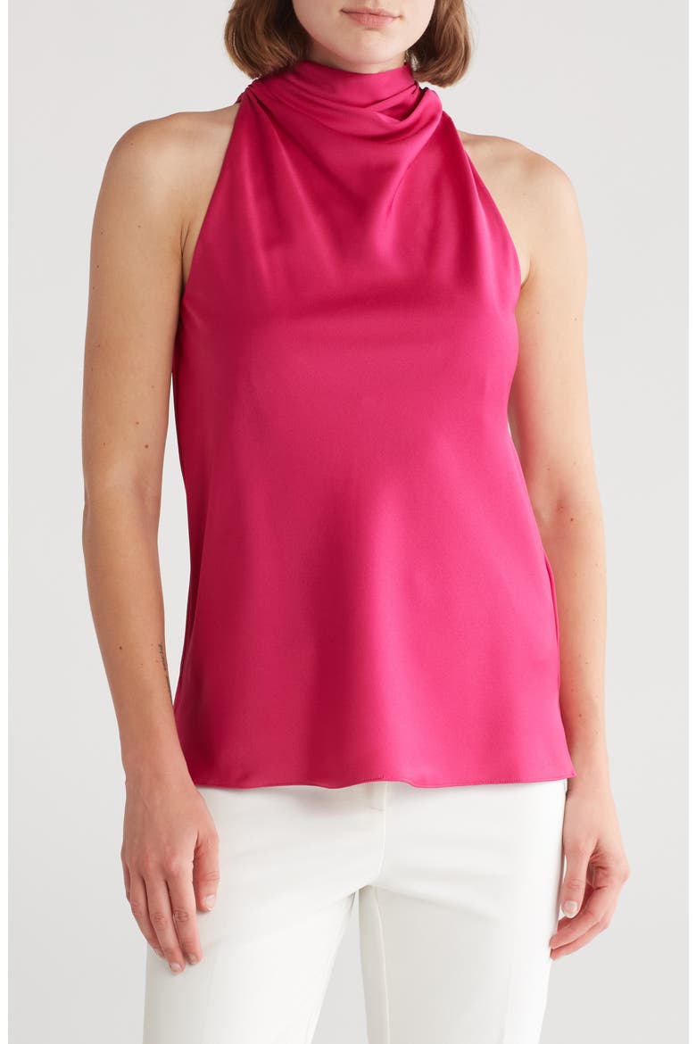 Jadis Cowl Neck Satin Tank, Main, color, BRIGHT PINK