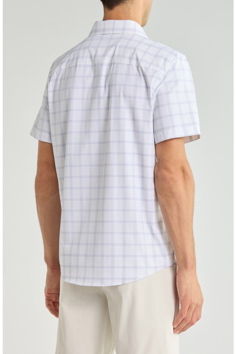 State of Mind Plaid Short Sleeve Button-Up Shirt, Alternate, color, BLUE MARLIN/ WHITE PLAID