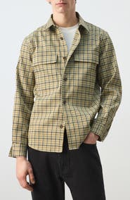 MANGO Plaid Print Shirt Jacket