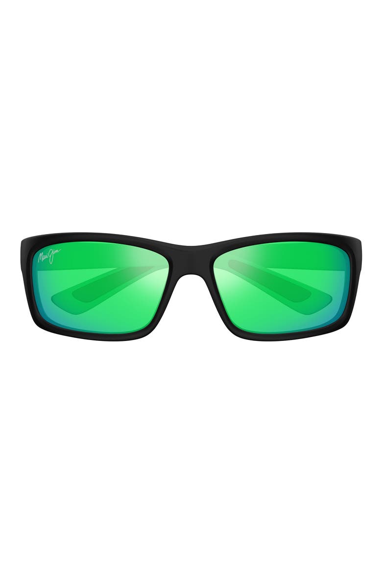 Kanaio Coast 61mm PolarizedPlus2® Rectangular Sunglasses, Main, color, BLACK/ MAUI GREEN