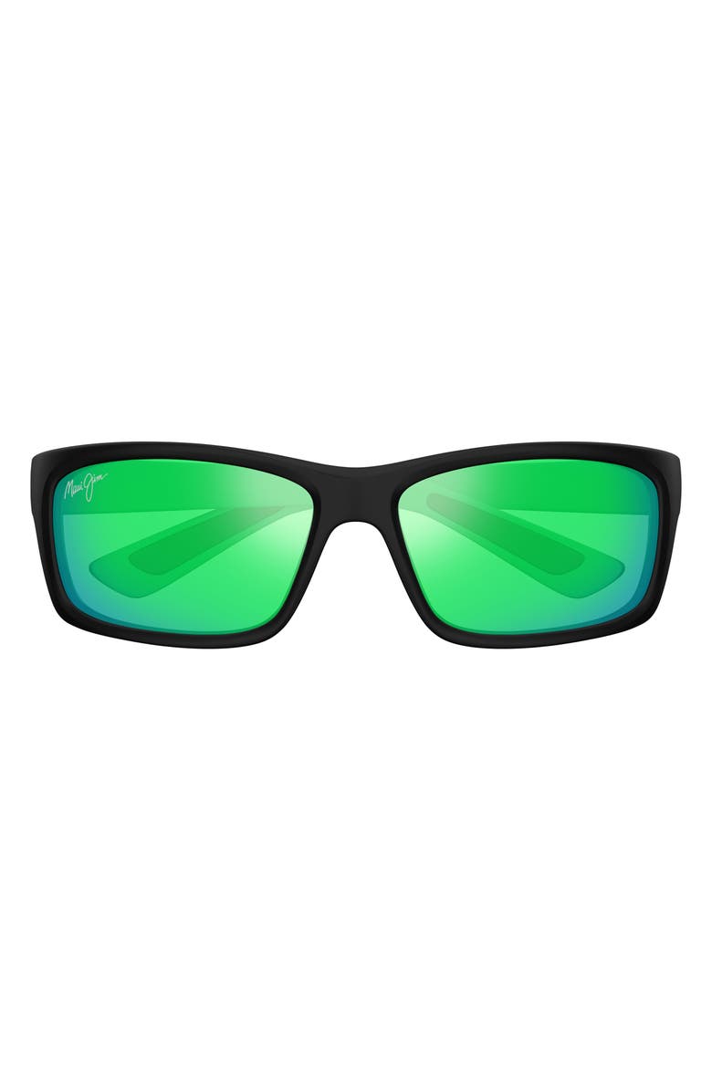 Maui Jim Kanaio Coast 61mm PolarizedPlus2<sup>®</sup> Rectangular Sunglasses, Main, color, Black/ Maui Green