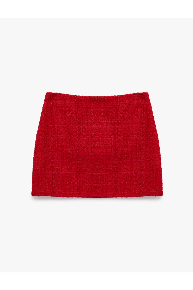 Tweed Mini Skirt, Alternate, color, RED