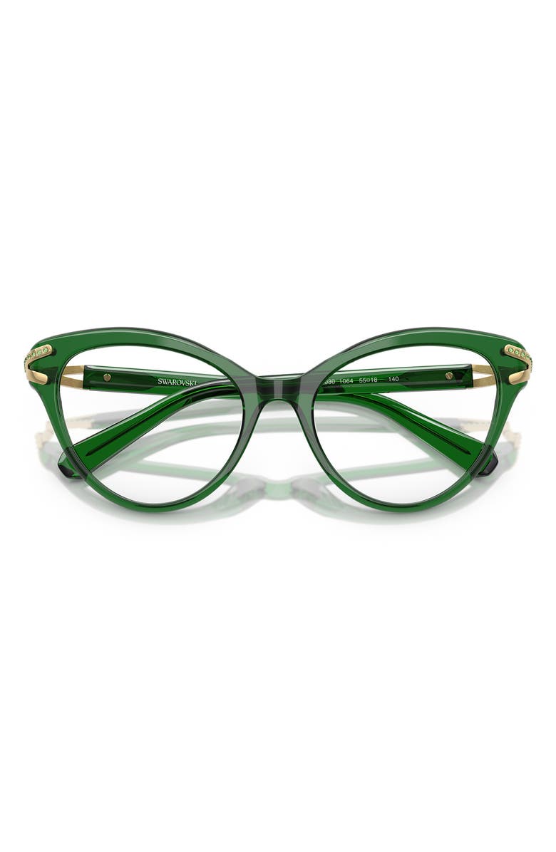 Swarovski 53mm Cat Eye Optical Glasses, Alternate, color, Transparent Green