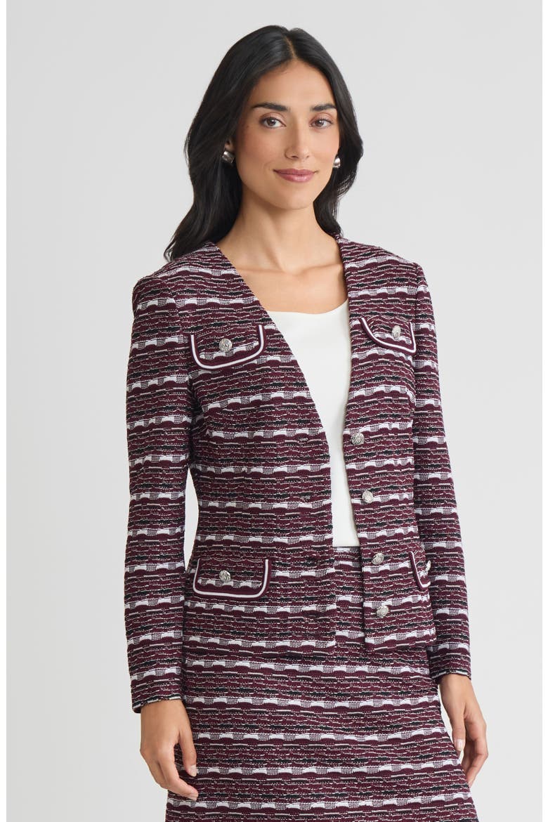 Tailored Multi-Stitch Jacquard Knit jacket, Alternate, color, Midnight Violet/Lunar Rock