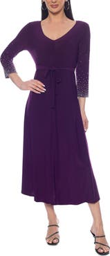 TASH AND SOPHIE Beaded V-Neck Dress