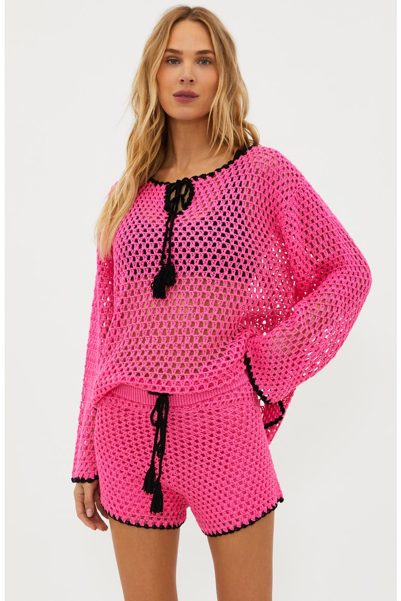Blaise Crochet Cover-Up Sweater, Alternate, color, RADIANT ORCHID