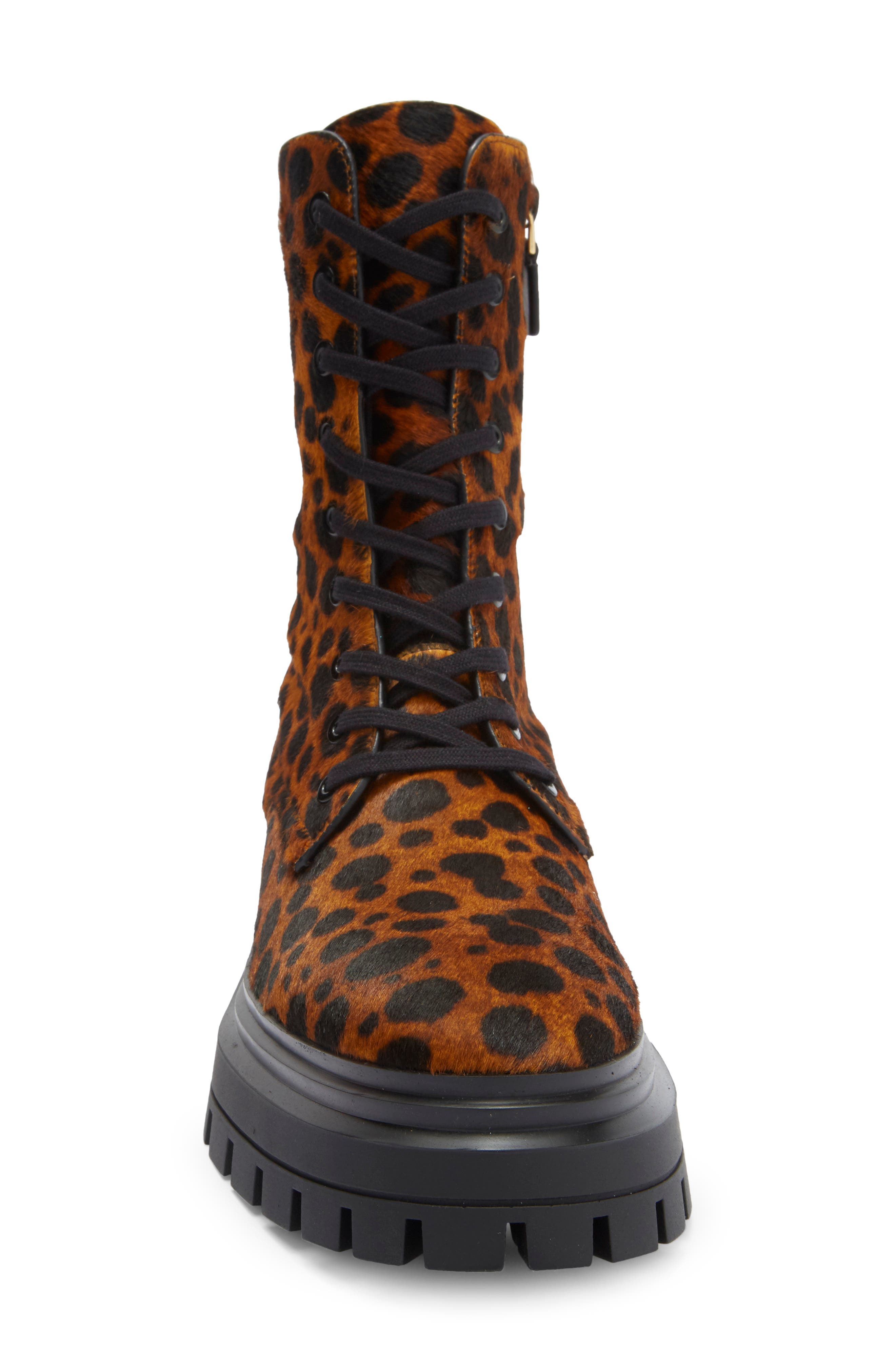 Stuart Weitzman Bedford Sleek Genuine Calf Hair Combat Boot, Alternate, color, Toffee