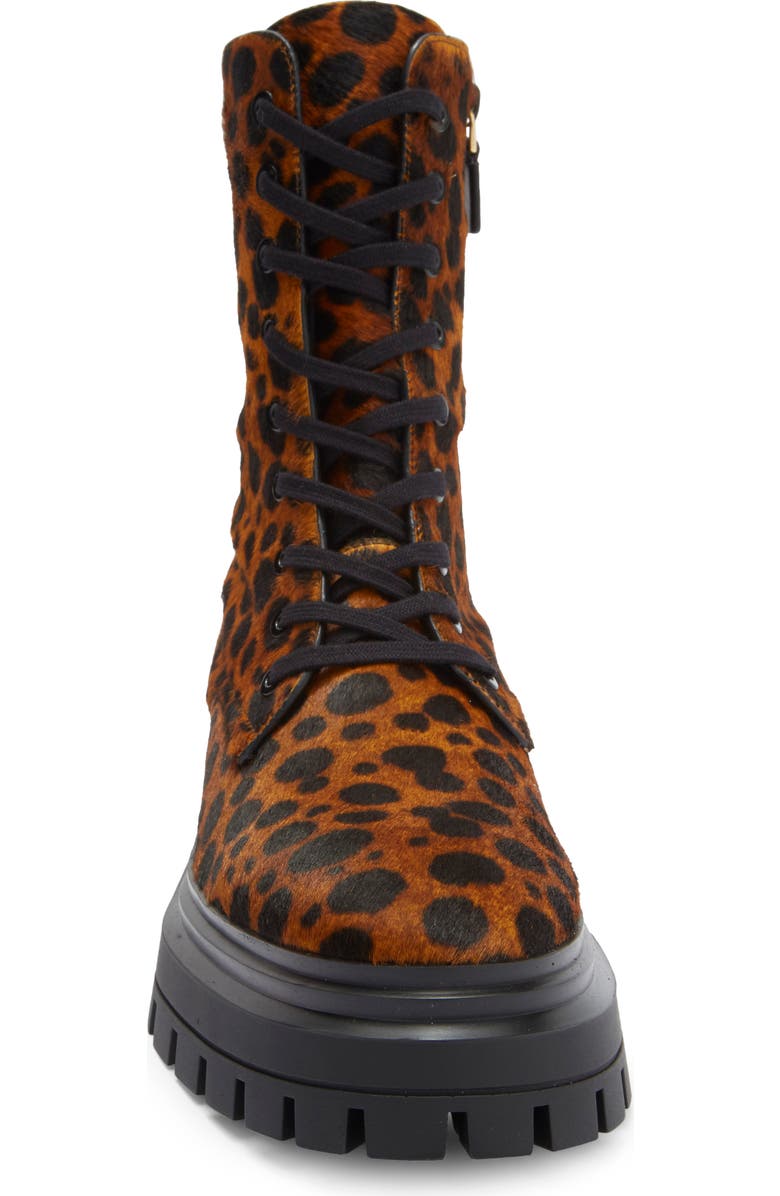 Stuart Weitzman Bedford Sleek Genuine Calf Hair Combat Boot, Alternate, color, Toffee