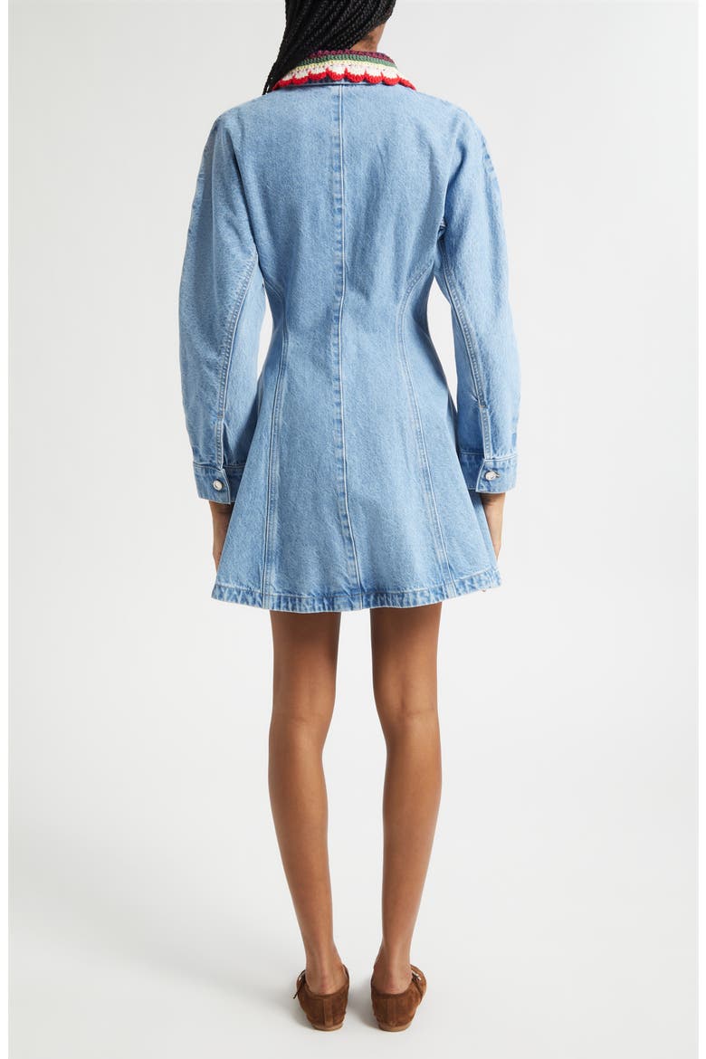 Collared Long Sleeve Denim Minidress, Alternate, color, DENIM BLUE
