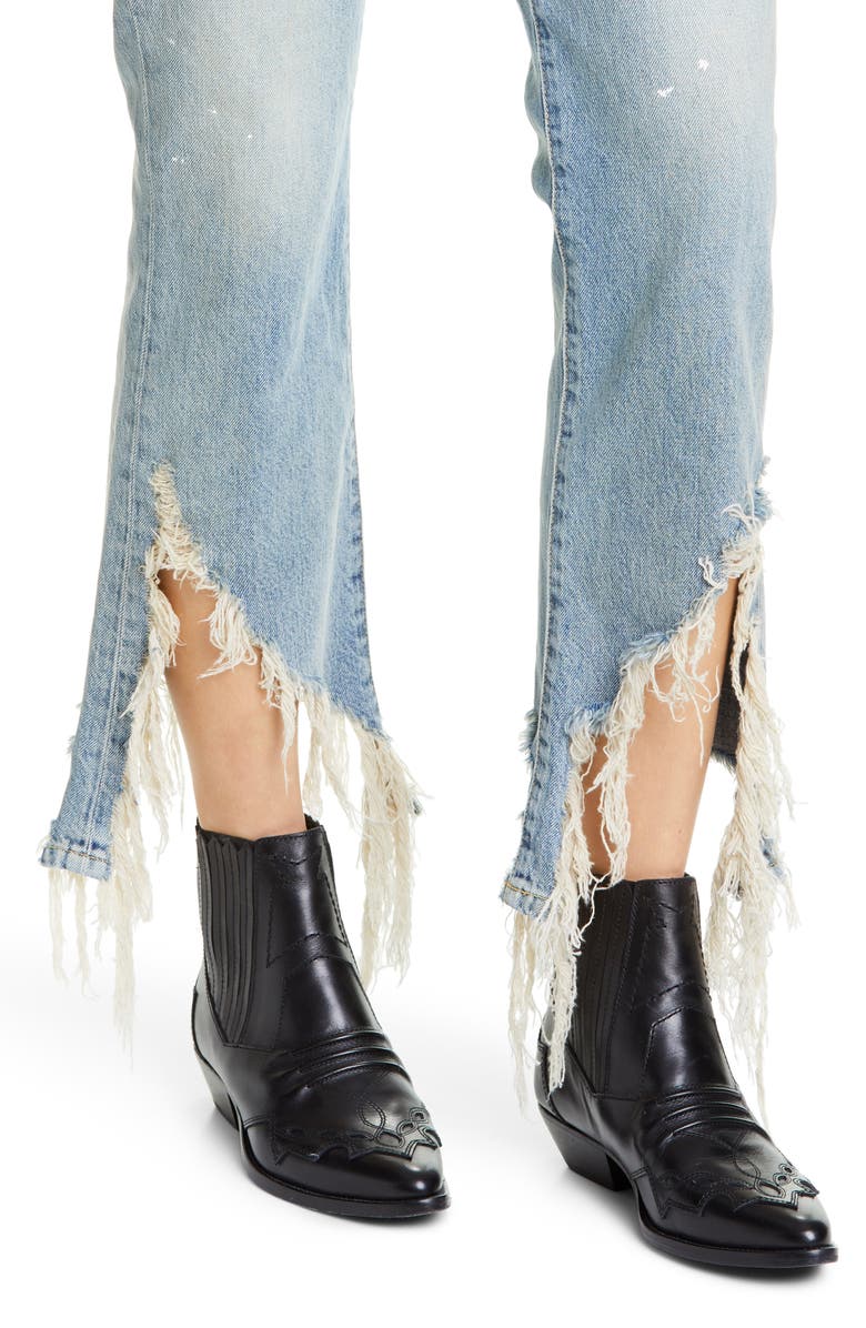 R13 Spiral Kick Ripped Bootcut Jeans, Alternate, color,