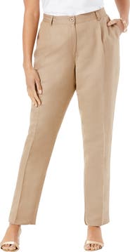 Jessica London Linen Pleat Front Pant