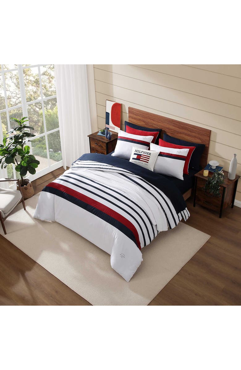 Tommy Hilfiger Classic Stripe Duvet Cover & Shams Set, Alternate, color, White/ Red/ Navy