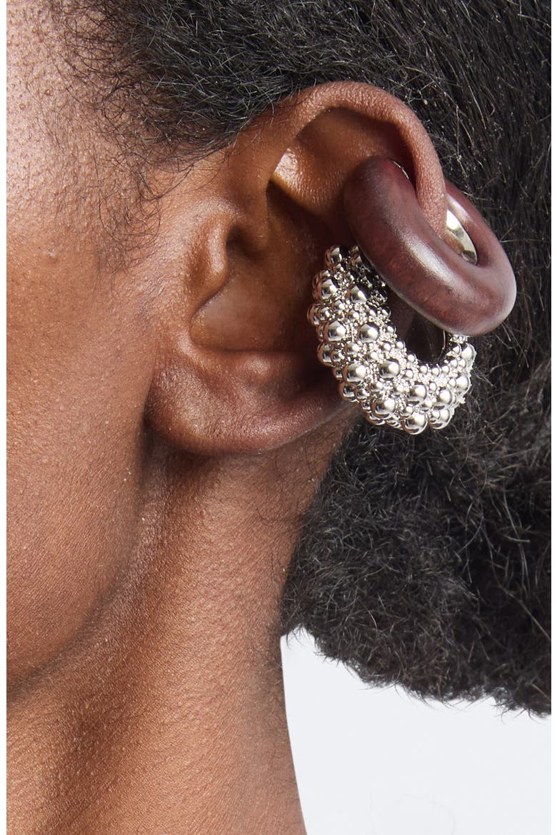 Set of 2 Mismatched Ear Cuffs, Alternate, color, WOOD / SILVER