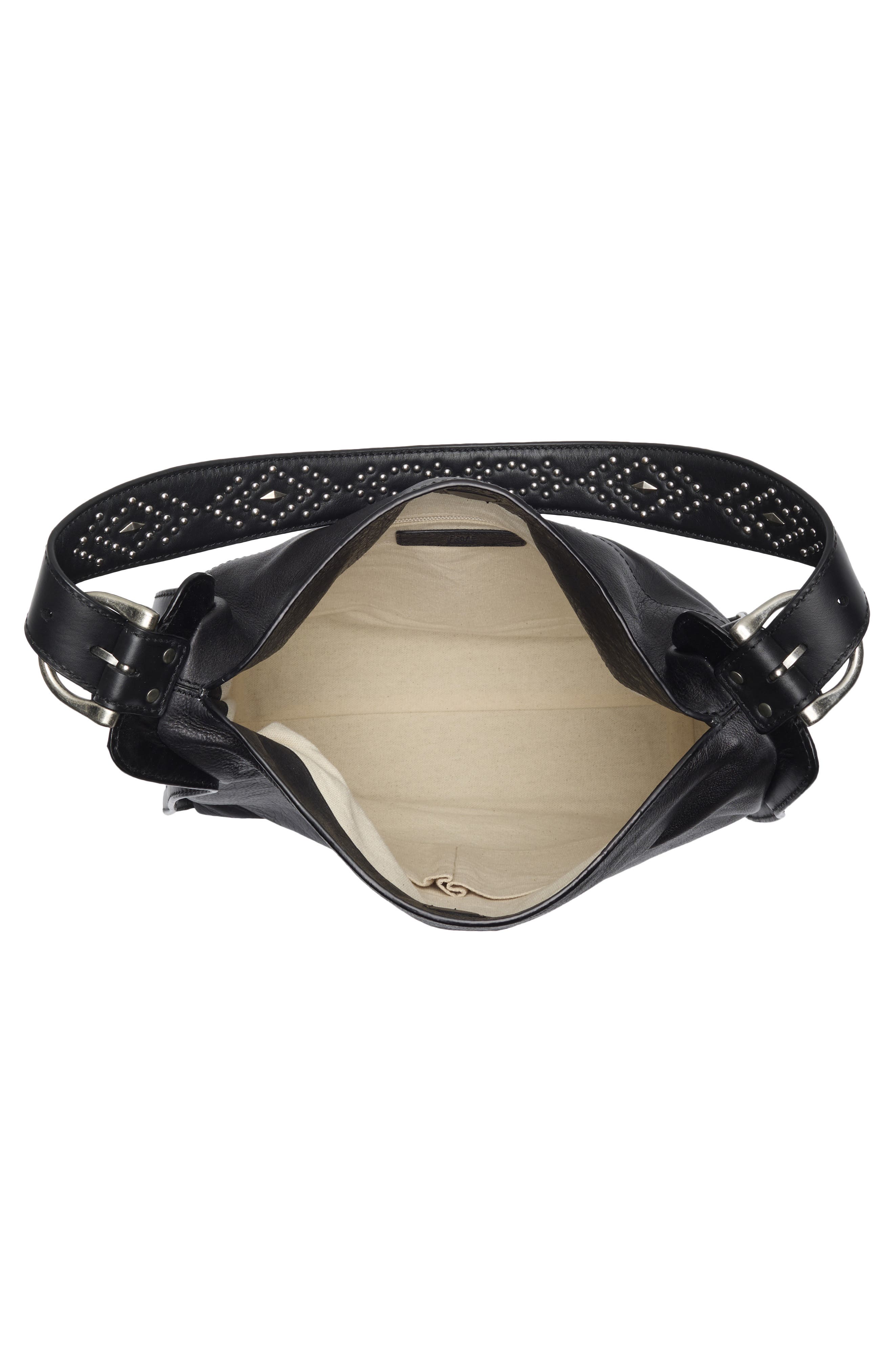 Carla Studded Leather Hobo Bag, Alternate, color, BLACK