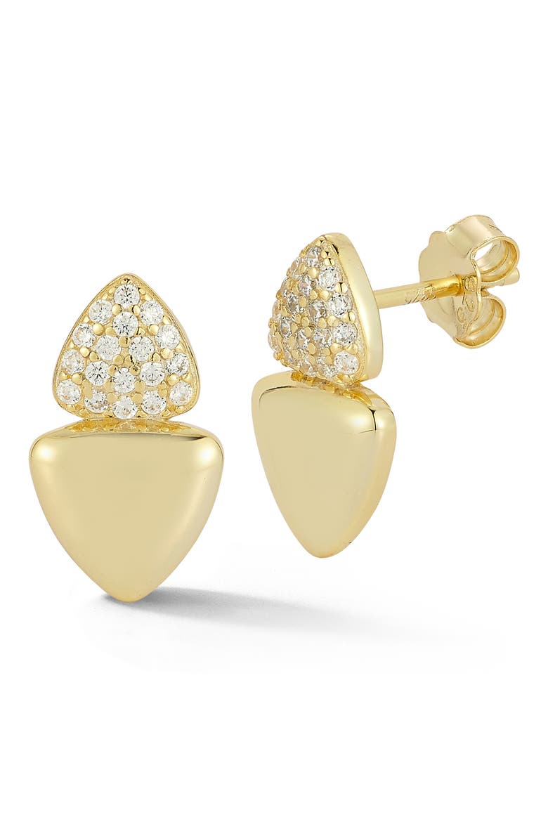 Triangular Cubic Zirconia Stud Earrings, Main, color, GOLD