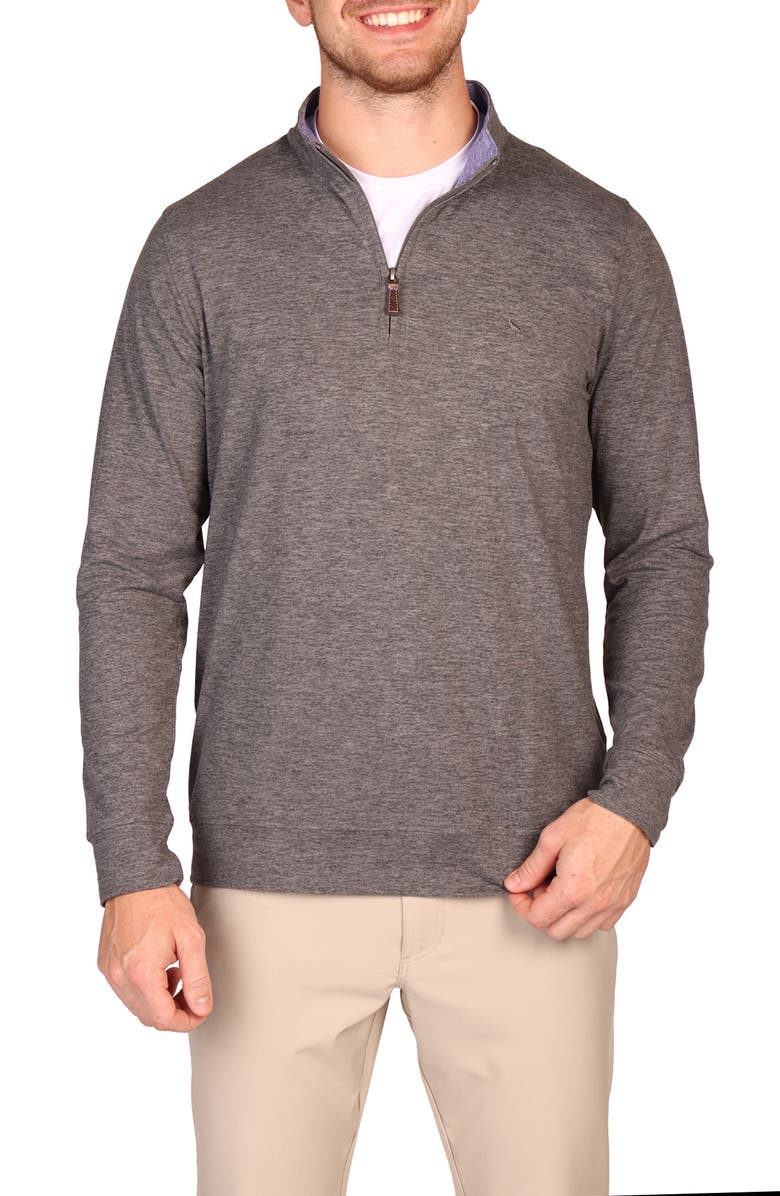 TailorByrd Brushed Mélange Quarter Zip Pullover, Alternate, color, Charcoal Heather