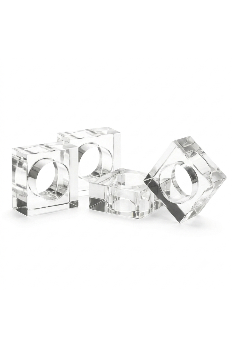 Acrylic Square Napkin Ring - Set of 4, Main, color, Clear