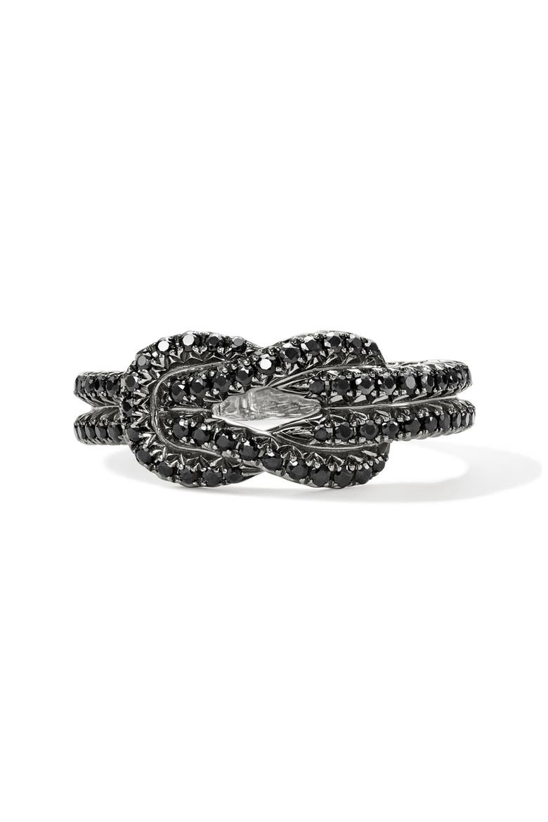 Love Knot Ring, Black Sapphire, Main, color, SILVER BLACK