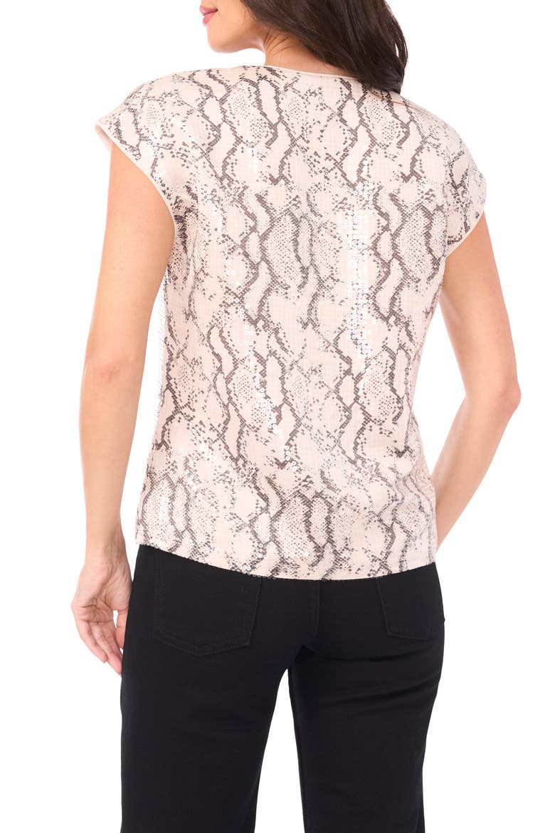 Sequin Cap Sleeve Top, Alternate, color, NEW IVORY