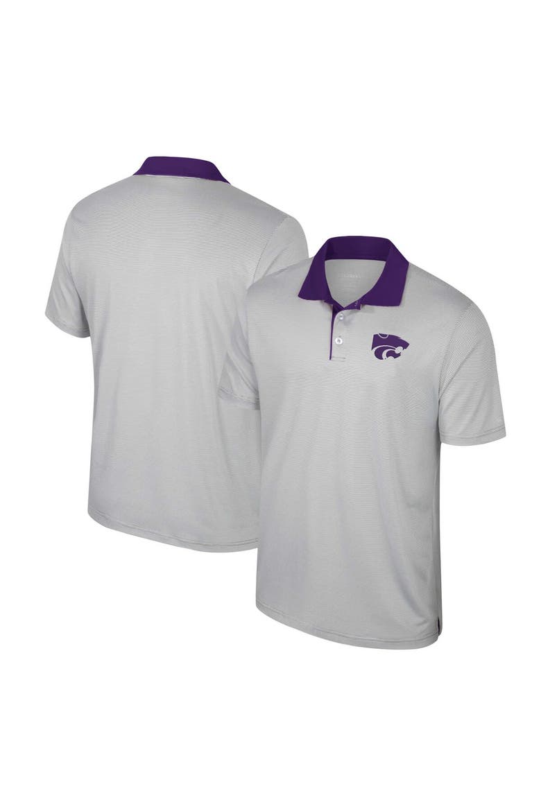 Men's Colosseum Gray Kansas State Wildcats Tuck Striped Polo, Alternate, color, Gray