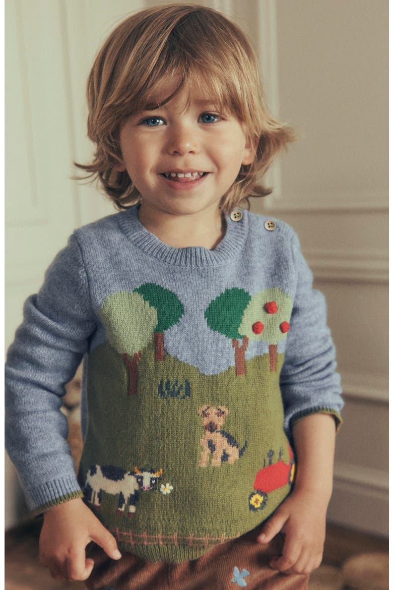 Kids' Farm Scene Sweater, Alternate, color, MULTI FARM SCENE