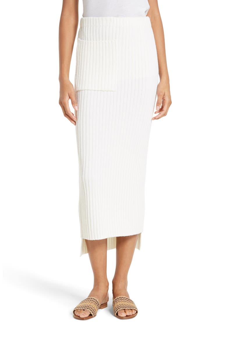Rib Knit Midi Skirt, Main, color, BONE