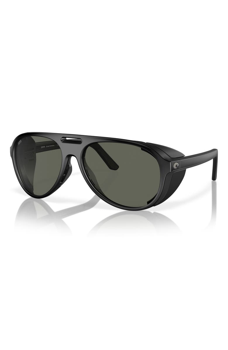 Costa Del Mar 59mm Polarized Pilot Sunglasses, Alternate, color, Matte Black/ Gray