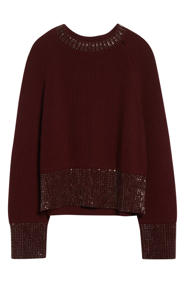 Golden Goose Journey Crystal Embellished Raglan Sleeve Wool Sweater, Alternate, color, Burgundy