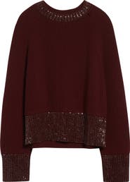 Golden Goose Journey Crystal Embellished Raglan Sleeve Wool Sweater