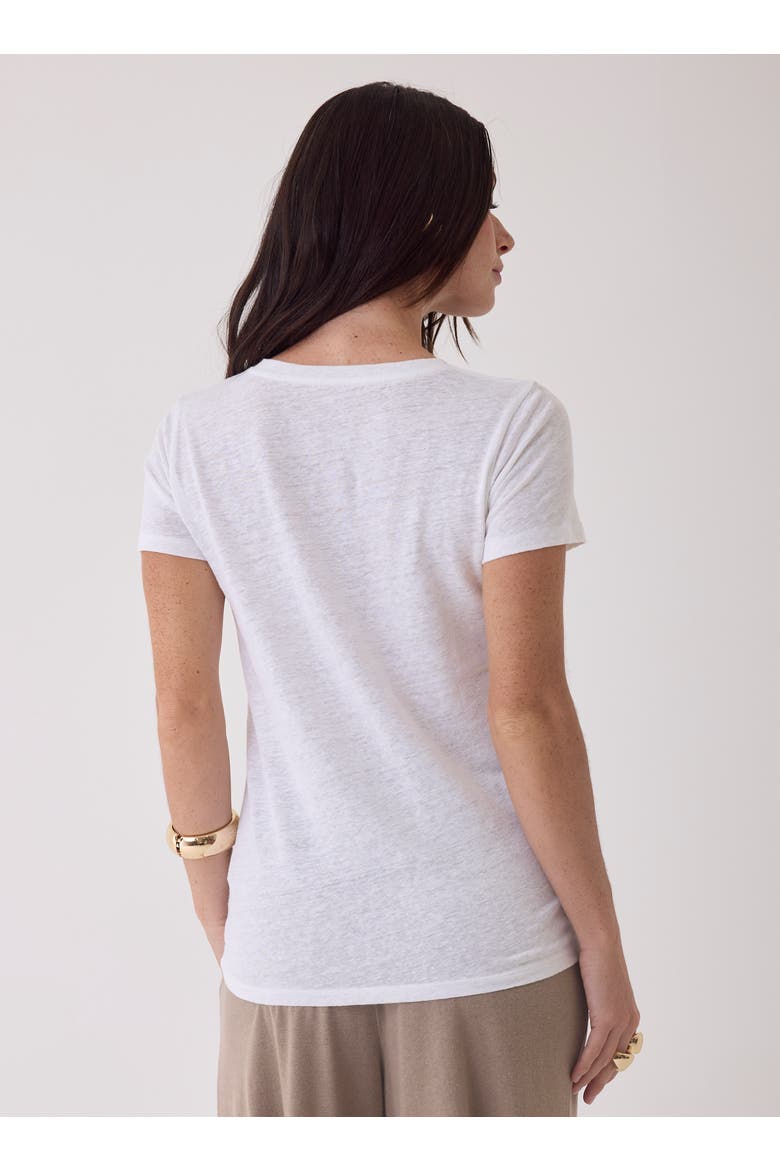 Stretch Linen Short Sleeve V-Neck T-Shirt, Alternate, color, BLANC