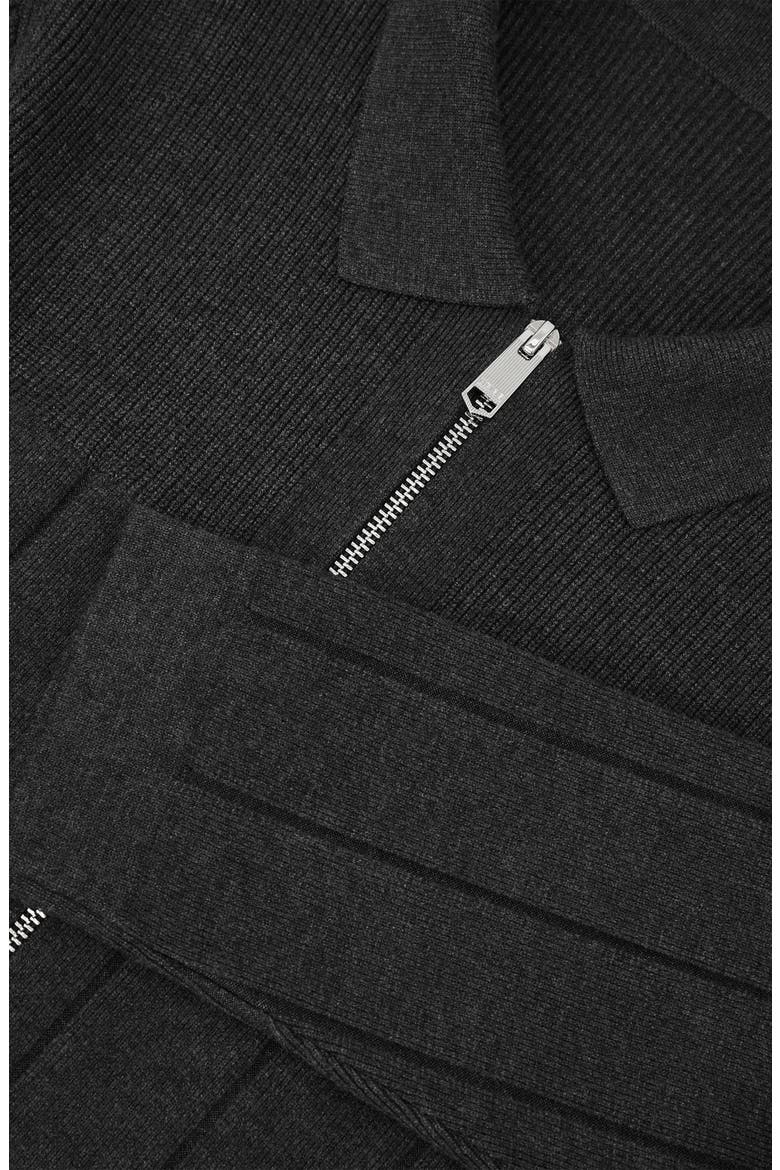 Cassius Wide Rib Zip Cardigan, Alternate, color, CHARCOAL MELANG