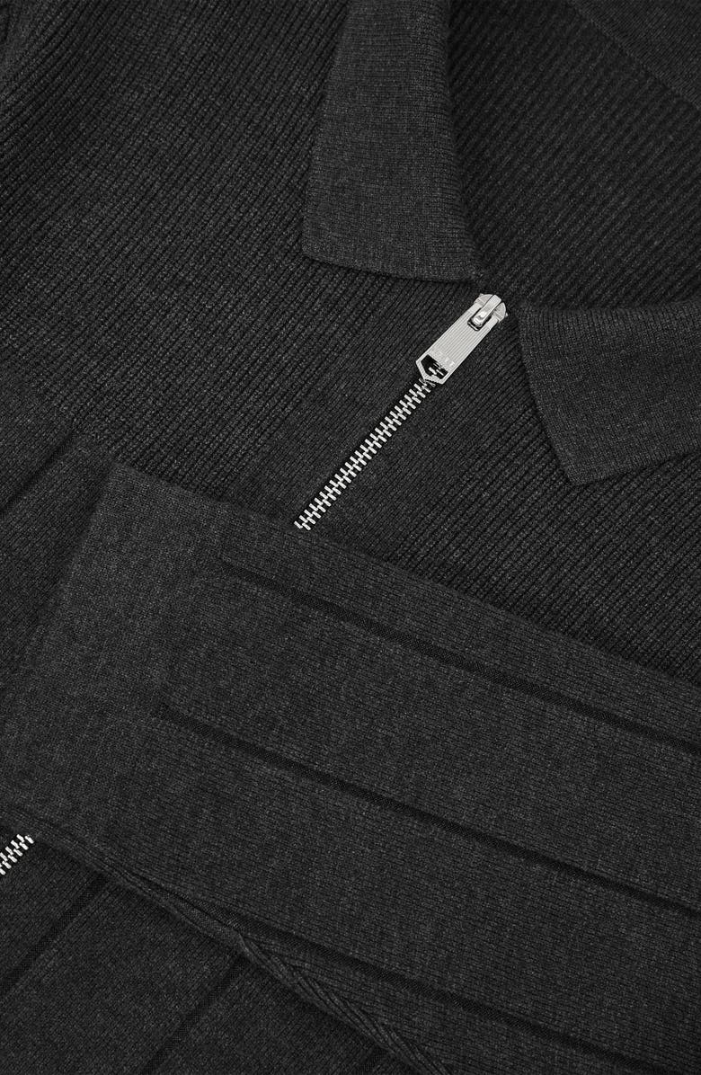 Reiss Cassius Wide Rib Zip Cardigan, Alternate, color, Charcoal Melang