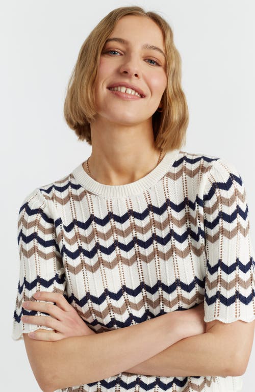 Chinti & Parker Cotton Chevron Stitch T-shirt In Navy