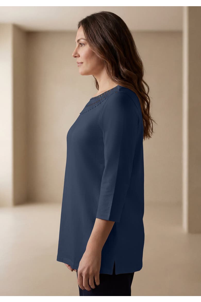 Crochet Trim Boatneck Tunic, Alternate, color, NAVY