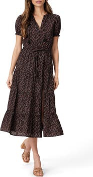 PAIGE Siera Floral Short Sleeve Midi Dress