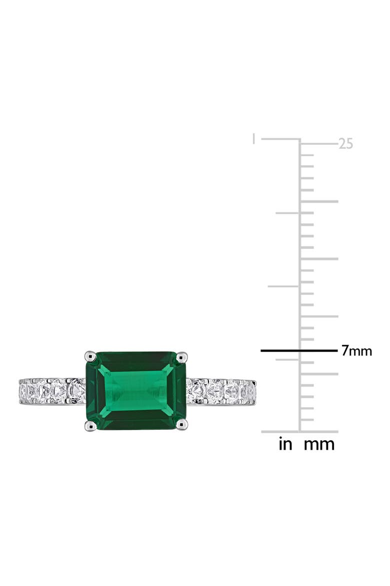 Lab Created Emerald-Cut Emerald Ring, Alternate, color, GREEN