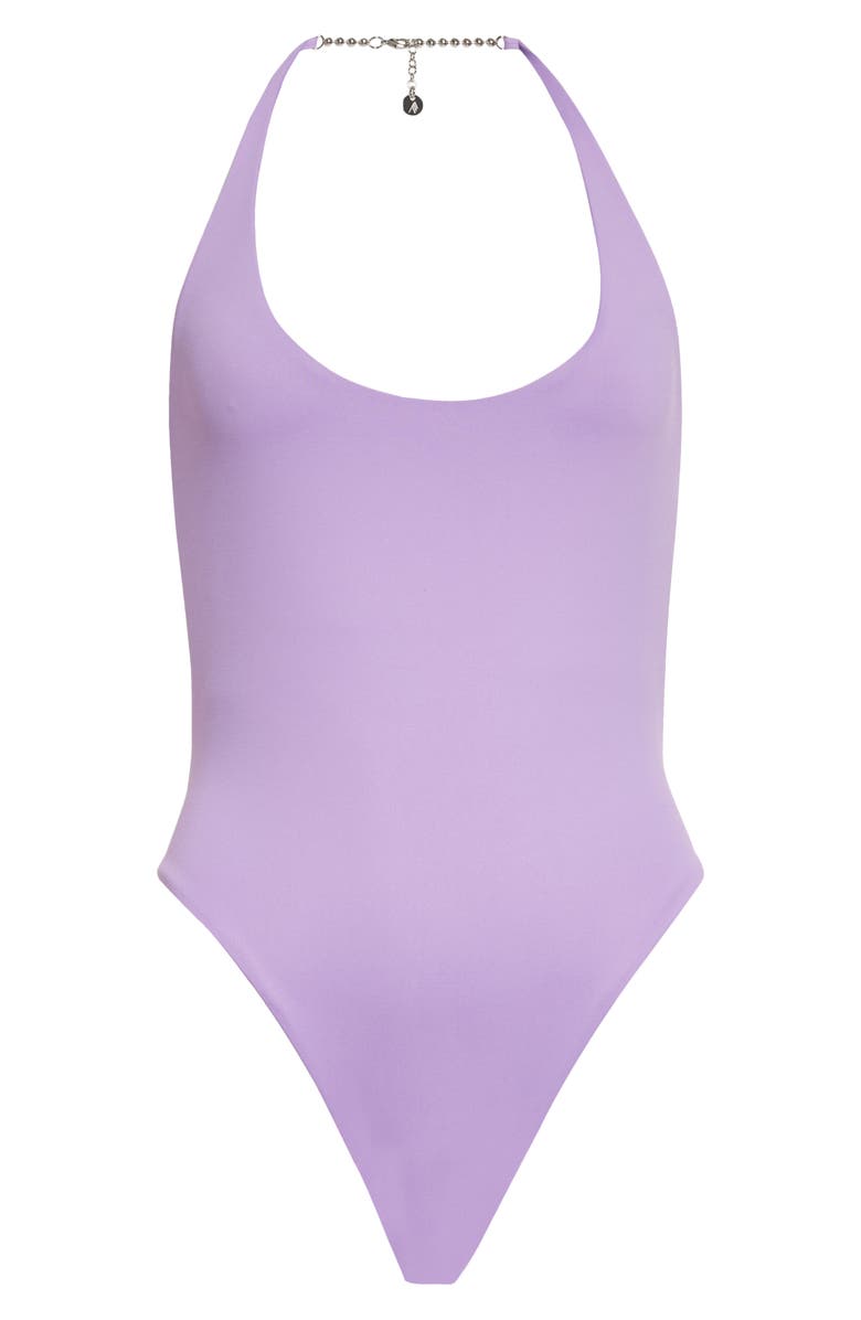 The Attico Scoop Halter Neck One-Piece Swimsuit, Alternate, color, Lavender
