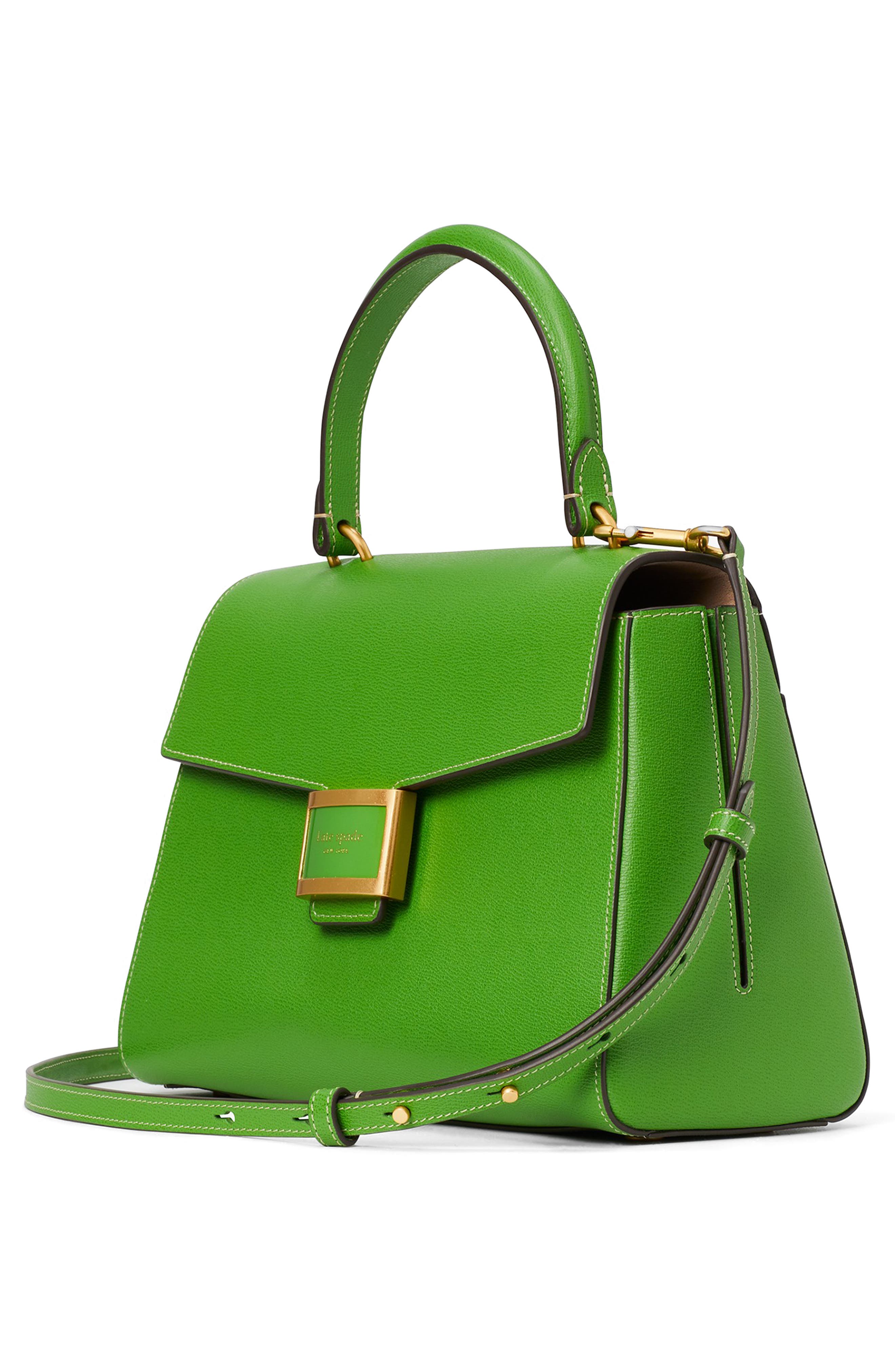 medium katy textured leather top handle bag, Alternate, color, KS GREEN