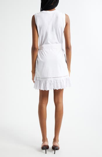 Sleeveless Eyelet Stretch Cotton Wrap Dress