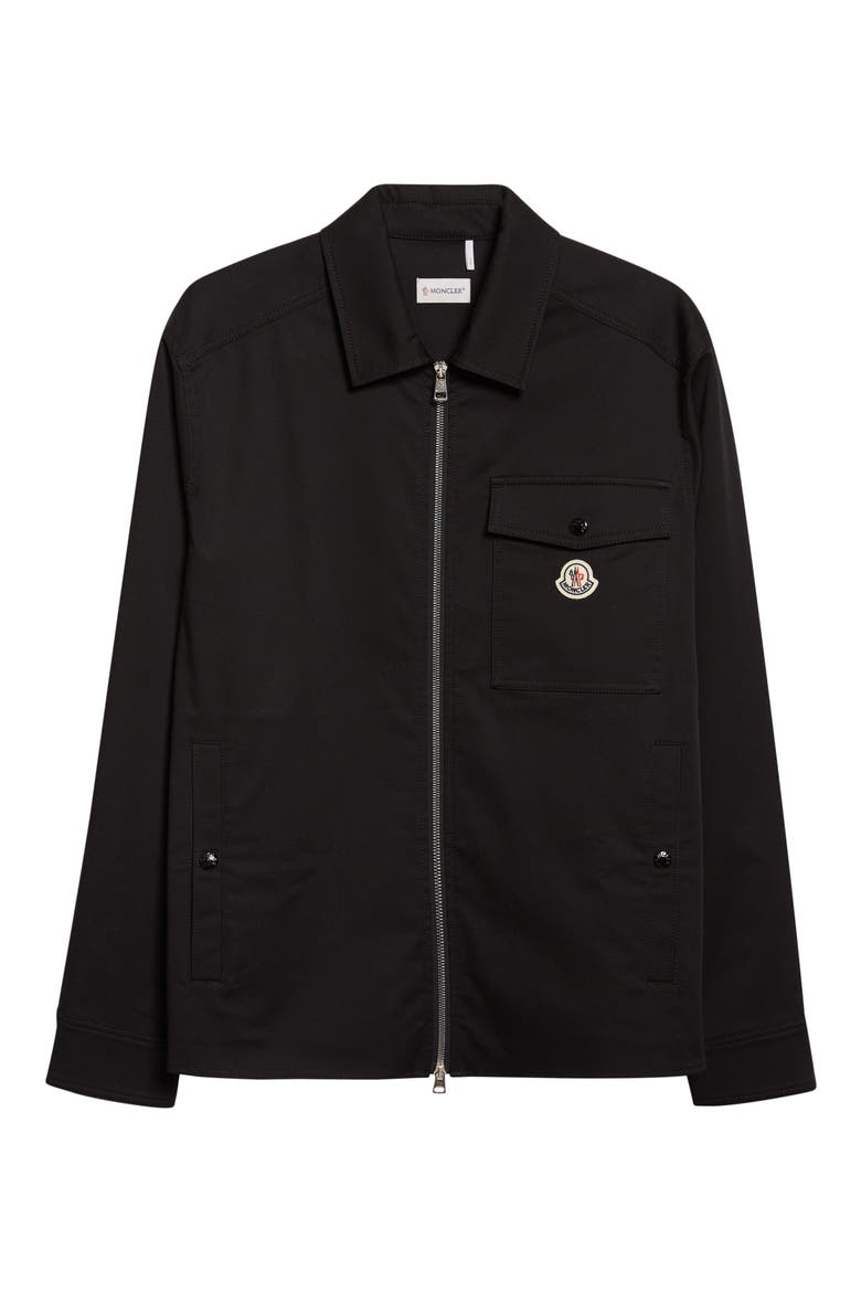 Stretch Cotton Zip Shirt, Alternate, color, BLACK