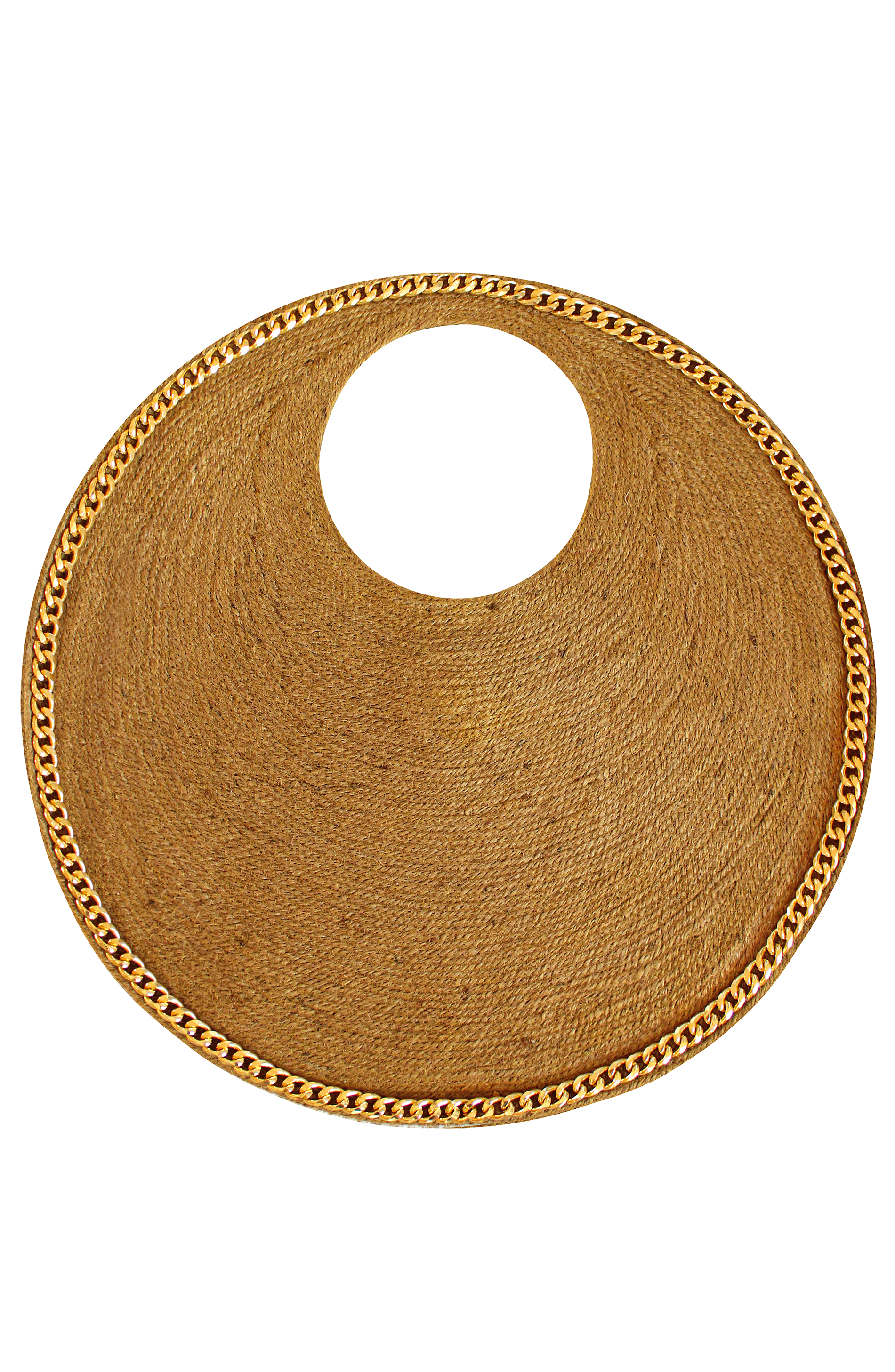 BRUNNA.CO The Solo Cocco Jute Bag With Gold Chain, Main, color, Gold