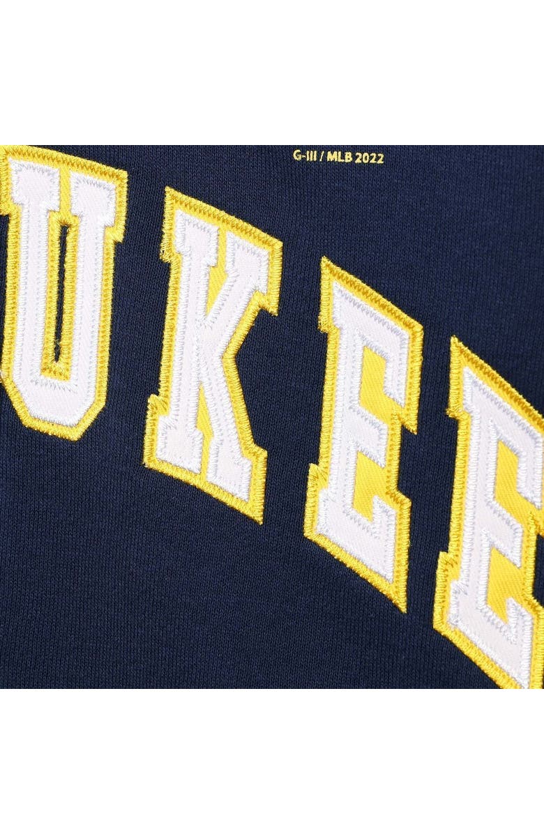 STARTER Women's Starter Navy Milwaukee Brewers Vintage Full-Zip Hoodie, Alternate, color, 