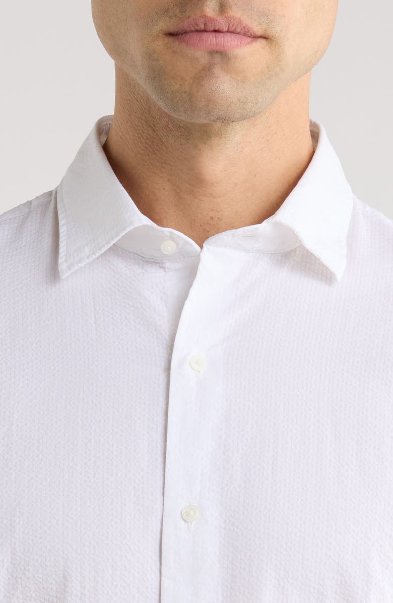 Peter Millar Seaward Short Sleeve Cotton Blend Seersucker Button-Up Shirt, Alternate, color, White