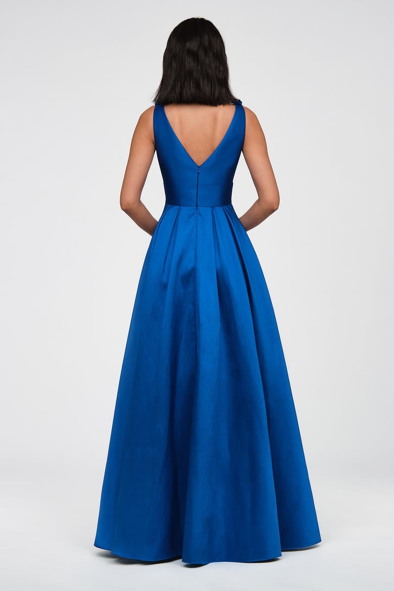 Velina Mikado V Neck Gown, Alternate, color, Sapphire Eclipse