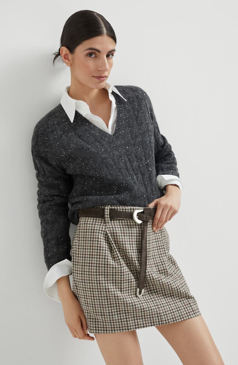 Brunello Cucinelli Dazzling Cable sweater, Alternate, color, Anthracite