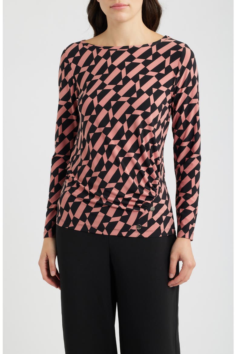Ruched Rivet Print Top, Main, color, ANNE BLACK/ PRIMROSE