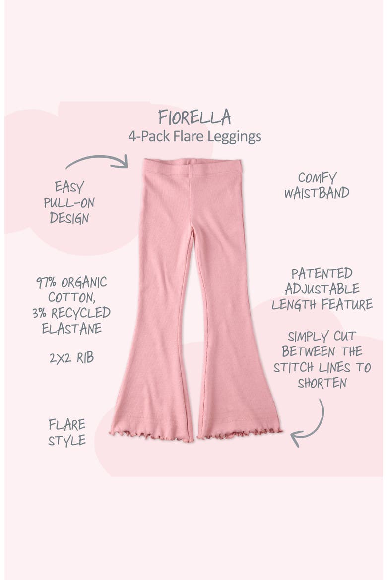 Fiorella Assorted 4-Pack Stretch Organic Cotton Flare Leggings, Alternate, color, SORBET